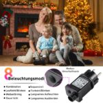 GlobaLink Lichterkette 7,6m 760LED warmweiss – Weihnachtsbeleuchtung innen & aussen mit 8 Modi – Bild 4