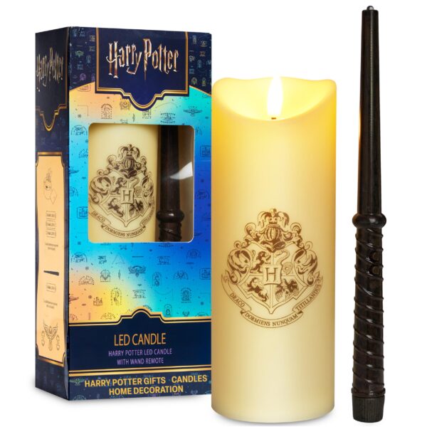 Harry Potter LED Kerze mit Zauberstab-Fernbedienung – Flammenlose Deko für Fans