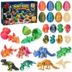 Telgoner Dinosaurier Adventskalender 2026 – 24 3D-gedruckte Figuren für Kinder ab 3 Jahren