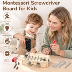 Vanplay Montessori Werkzeugset mit elektrischem Akkuschrauber – Motorikspielzeug ab 3 Jahren – Bild 2