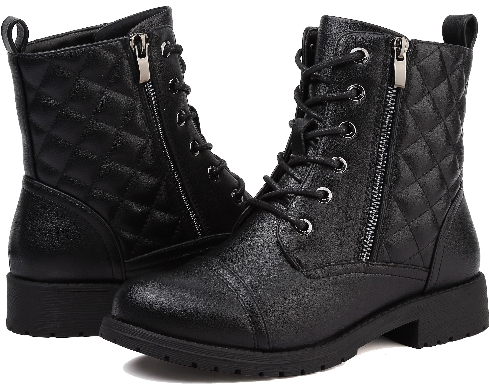 81K7UWThVL._SY1580_-1.jpg todaysunny Damen Schnürstiefel mit Reissverschluss – Wasserdichte Combat Boots Schwarz – Bild 1