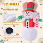 Moxled 2,4m Aufblasbarer Schneemann mit LED-Lichtern – Weihnachtsdeko für Garten & Außen – Bild 5