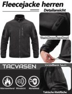 TACVASEN Herren Militär Fleecejacke – Wärmende Taktische Outdoor-Jacke mit Windschutz – Bild 4
