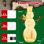 COSTWAY LED Schneemann 141 cm mit 100 warmweissen LED-Lichtern – Weihnachtsdeko für Innen & Aussen – Bild 2