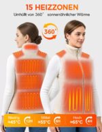 HOOHEAT Fleece Heizweste Damen 7.4V 16000 mAh – 15 Heizzonen & 3 Heizstufen – Bild 4