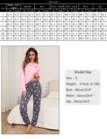 Bresdk Damen Schlafanzug Lang aus 100% Baumwolle – Warmer Pyjama mit Herz-Print S-XXL – Bild 6