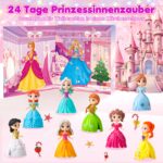 Prinzessin Adventskalender 2026 – 24 Türchen mit 12 Puppen & Kleidern für Mädchen ab 3 Jahren – Bild 3