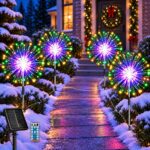 yowin Solar-Feuerwerk Gartenstecker 4er Set 480 LEDs – Fernbedienung & Timer für Aussen