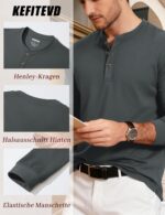 KEFITEVD Henley Langarmshirt Herren – Baumwolle Regular Fit mit 3 Knöpfen – Bild 5