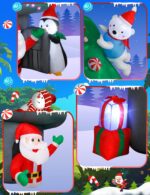 Vintoney 213cm Aufblasbares Pilzhaus mit Weihnachtsmann, Pinguin & Bär – XXL LED Weihnachtsdeko – Bild 6