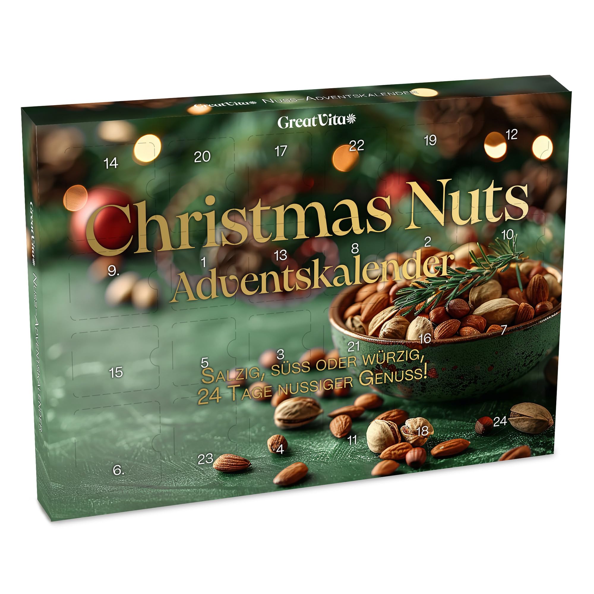 81NXxUzN7L._SY2000_.jpg GreatVita Adventskalender Nüsse 2026 – 24 Premium Snacks mit Nüssen & Schokolade – Bild 1