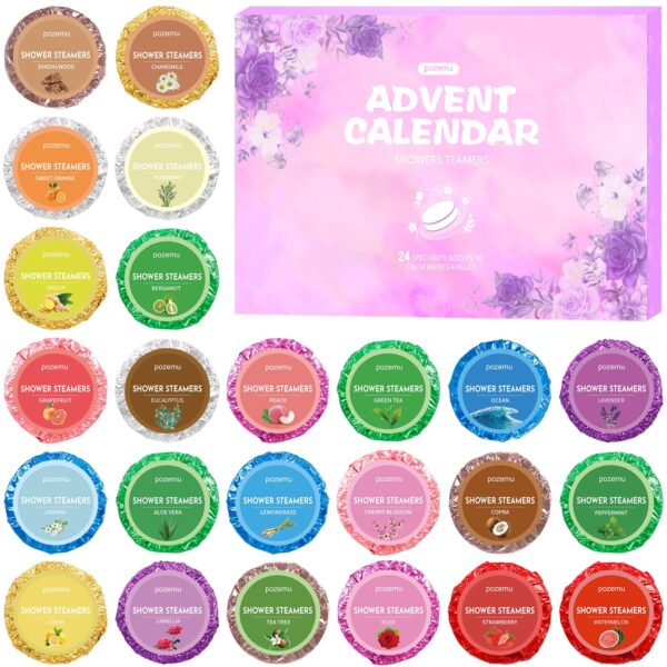pozemu Duschbomben Adventskalender 2026 – 24 Aromatherapie Duschdampfer für tägliche Entspannung