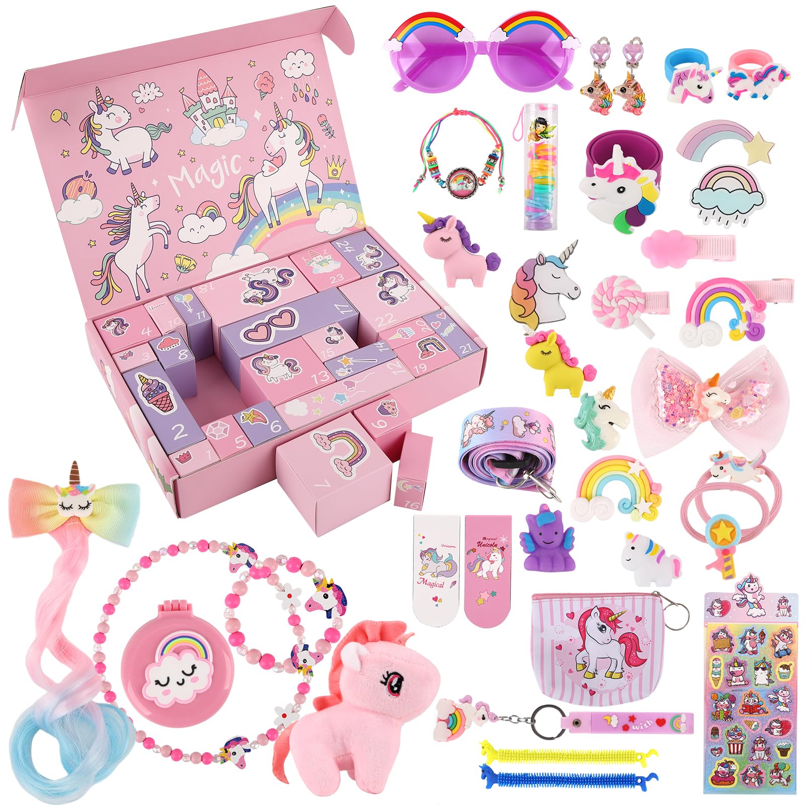 JadeLink Adventskalender Mädchen 2026 – Einhorn Weihnachts-Countdown mit 24 Überraschungen