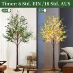 DELICHTER Olivenbaum 180 cm mit 300 LED warmweiss – Deko-Lichterbaum für Innen & Aussen – Bild 3