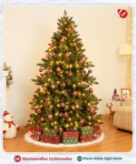 Yorbay Künstlicher Weihnachtsbaum 180cm mit 240 LED-Lichtern & Holzständer – Bild 5