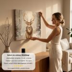 MuchoWow Weihnachtsleinwand Rentier 90x60 cm – Beige Wandbild mit Holzrahmen – Bild 8