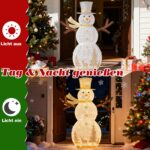 COSTWAY LED Schneemann 141 cm mit 100 warmweissen LED-Lichtern – Weihnachtsdeko für Innen & Aussen – Bild 3