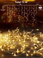 ARKOCHIC 10m LED Lichterkette Eisregen Warmweiss – Fernbedienung, IP65, 8 Modi für Aussen – Bild 6