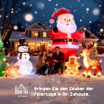 HOMCOM Aufblasbarer Weihnachtsmann 120cm mit LED-Beleuchtung – IP44 Weihnachtsdeko für Innen & Aussen – Bild 9