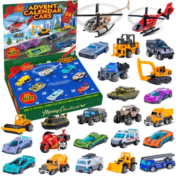 Quanquer Auto Adventskalender 2026 – 24 Die-Cast Metallautos für Kinder ab 3 Jahren