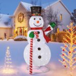 COSTWAY LED Schneemann 150 cm – Beleuchtete Weihnachtsdeko mit 180 Lichtern für innen & aussen – Bild 8
