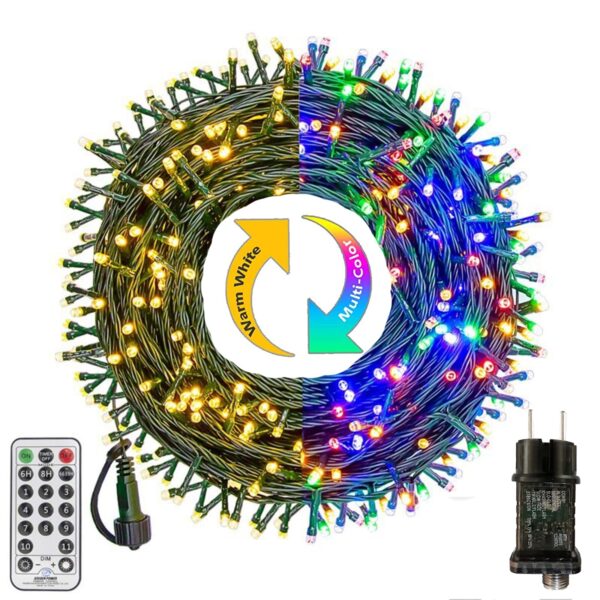 Bowfar Lichterkette 20m 200LED Warmweiss & Bunt – 11 Modi mit Fernbedienung & Timer