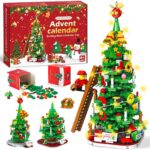 CHILDGO Weihnachtsbaum Adventskalender – 888 Bausteine mit LED für 24 Tage Countdown