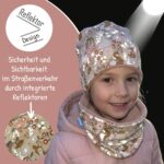 HECKBO 360° Reflektor Winterset Mütze & Loop Schal – Waldtiere Design für Kinder (55-60 cm) – Bild 3