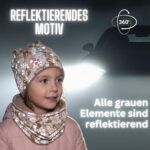 HECKBO 360° Reflektor Kinder Mütze & Loop Schal Set – Waldtiere mit Fleece für 2–8 Jahre – Bild 2