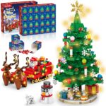 kiothdre Adventskalender 2026 mit LED-Weihnachtsbaum-Bausteinen – 24 Tage Countdown für die ganze Familie