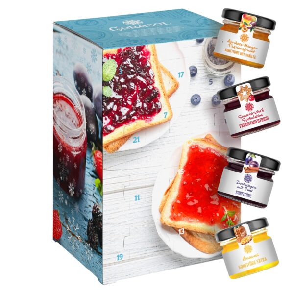 Corasol Premium Frühstücks-Adventskalender 2026 – 24 handgerührte Konfitüren & Marmeladen