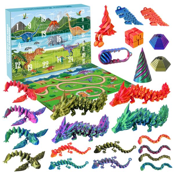 AHIKY Adventskalender 2026 mit 24 3D-gedruckten Spielzeugen – Weihnachtsgeschenk für Kinder