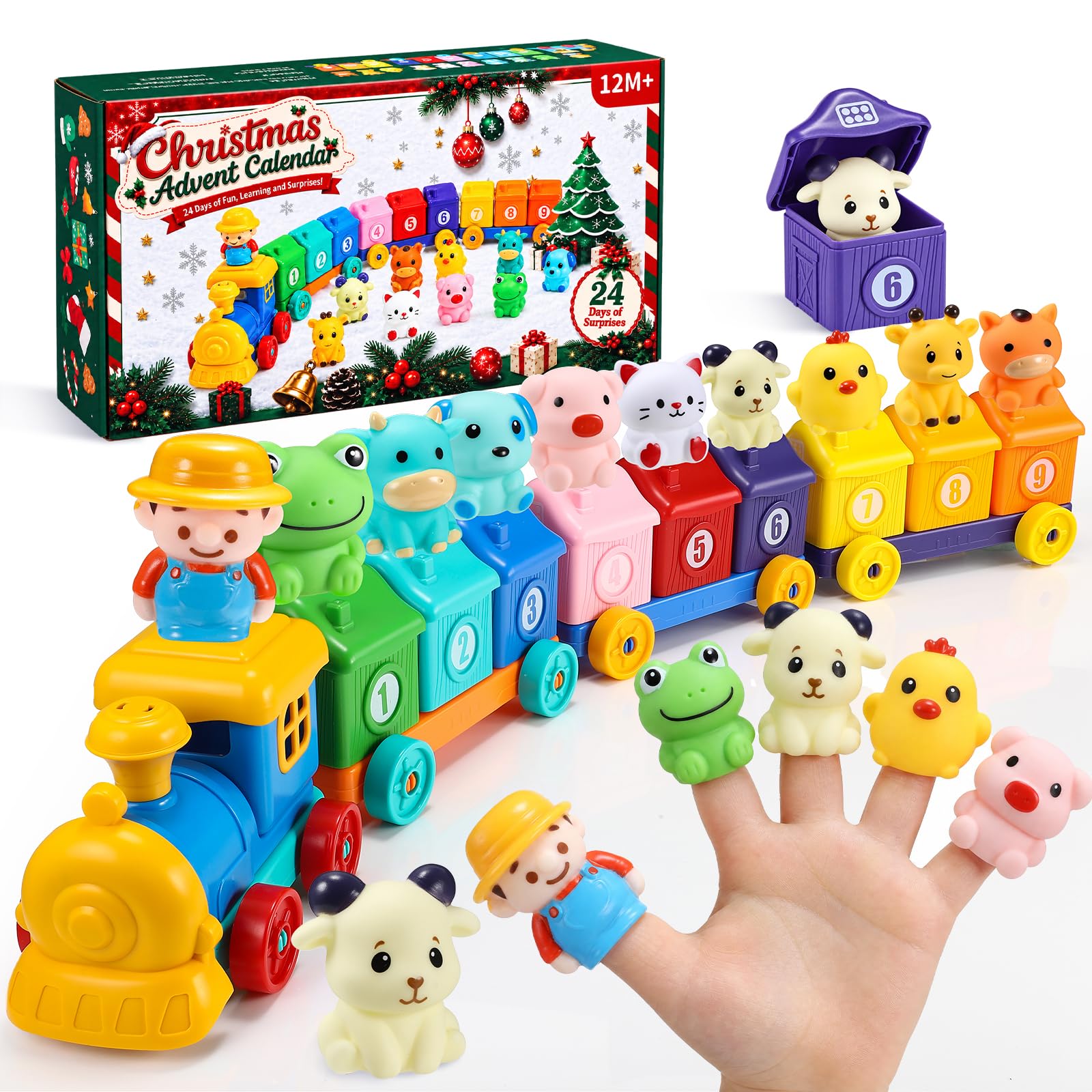 81SCBbmQXZL._SY1600_.jpg Adventskalender Bauernhof-Zug für Kinder 1-3 Jahre – 24 Überraschungen zum Zählen & Sortieren – Bild 1