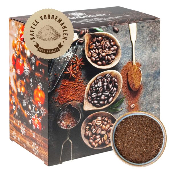 Corasol Premium Kaffee-Adventskalender 2026 – 24 aromatisierte Sorten für Geniesser