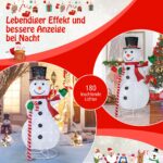COSTWAY LED Schneemann 150 cm – Beleuchtete Weihnachtsdeko mit 180 Lichtern für innen & aussen – Bild 3