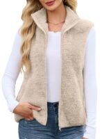 Novastellara Teddy Fleece Weste Damen – Sherpa Wärmeweste mit Stehkragen für Herbst & Winter