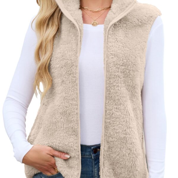 Novastellara Teddy Fleece Weste Damen – Sherpa Wärmeweste mit Stehkragen für Herbst & Winter