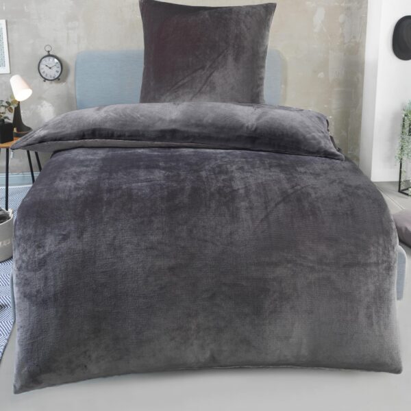 DreamHome Winter Plüsch Bettwäsche 135x200 Cashmere Touch – Kuschelig warmes Nicki-Fleece Bettset