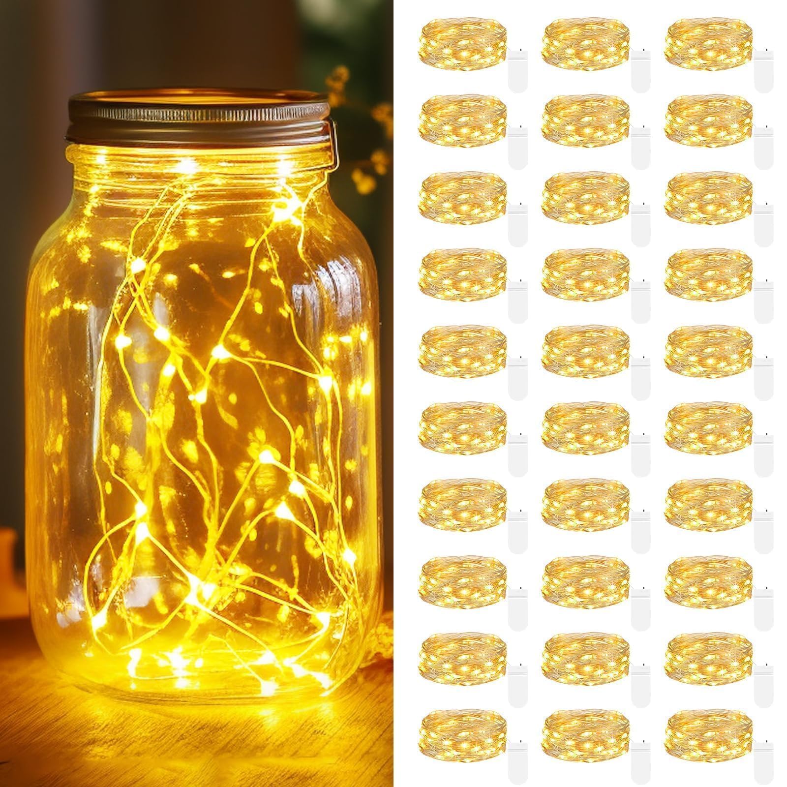 30er Set LED Micro Lichterkette mit Batterie – Warmweiss Deko für Hochzeit & Weihnachten