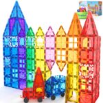 100 Magnetische Bausteine Coodoo mit 2 Autos – Montessori STEM Spielzeug ab 3 Jahren