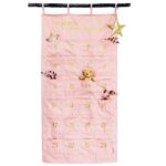 Papierdrachen Adventskalender 2026 Wandteppich Rosa Gold – 120x60 cm mit 24 Stoffbeuteln