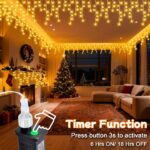 cshare Eisregen Lichterkette 20m 480 LEDs Warmweiss – Weihnachtsbeleuchtung mit Timer für Aussen – Bild 6