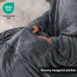 Aisbo Fleece Wearable Blanket mit Ärmeln & Fussanwärmung – Übergrosse Kuscheldecke – Bild 4