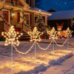 Quntis 4er LED Weihnachtsstern-Set 216 LEDs – IP65 Aussendeko mit Timer & 8 Leuchtmodi