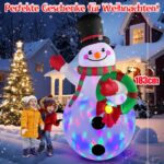 Danxilu Aufblasbarer Weihnachtsschneemann 1,83m mit rotierenden LED-Lichtern – Gartendeko – Bild 5