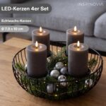 INSPINOVIA LED Echtwachs Kerzen 4er Set mit Fernbedienung & Timer – Grau, 10 cm – Bild 2