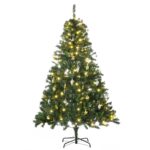 HOMCOM Künstlicher Weihnachtsbaum 180 cm mit 200 LED & Christbaumkugeln – Tannenbaum für Innen
