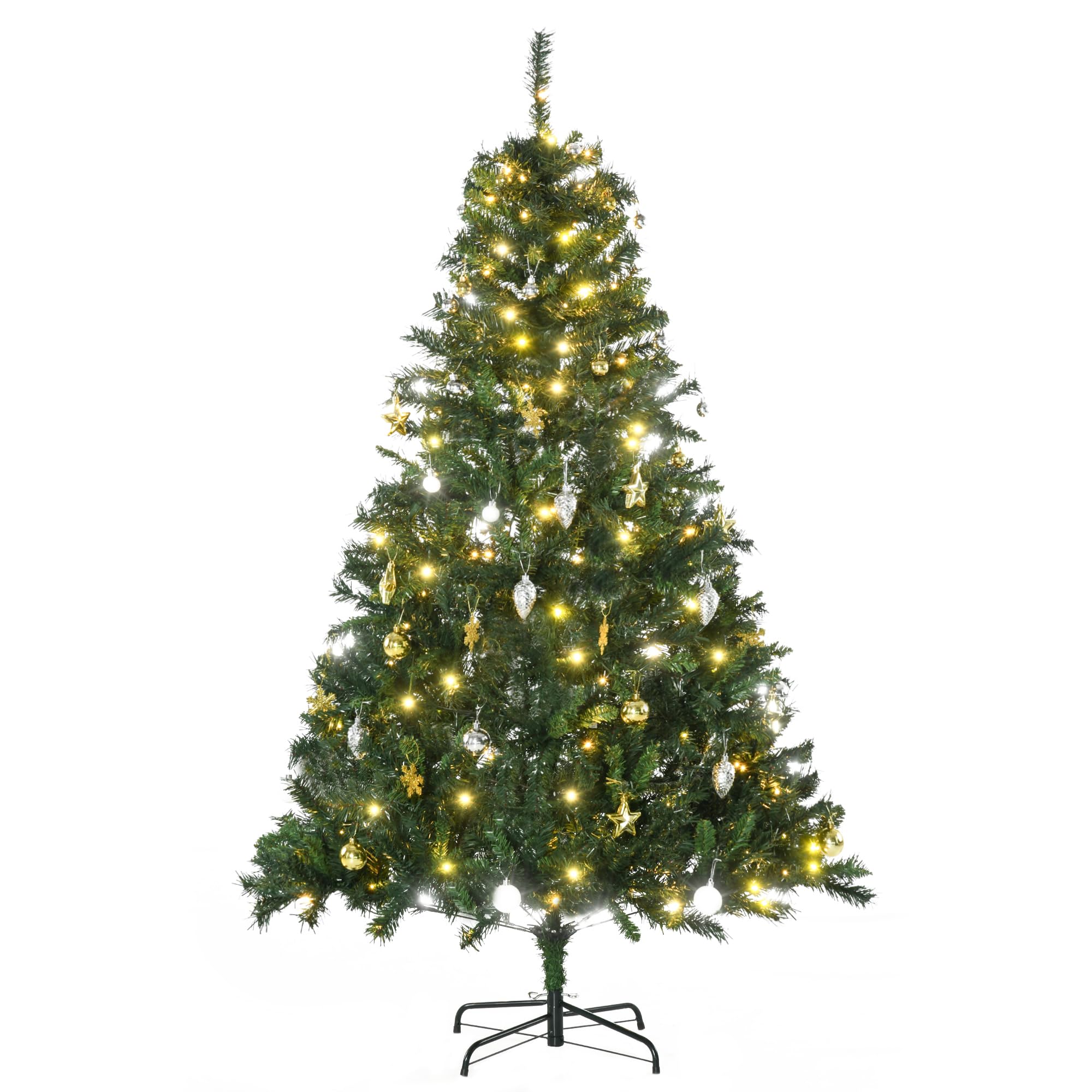 81UrBwXQDdL._SY2000_.jpg HOMCOM Künstlicher Weihnachtsbaum 180 cm mit 200 LED & Christbaumkugeln – Tannenbaum für Innen – Bild 1