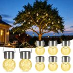 GIGALUMI Solar-Hängeleuchten 8er Set – Warmweiss Gartenleuchten mit Crackle-Glas
