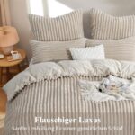 Aisbo Winterbettwäsche 135x200 4-teilig Beige – Teddy Fleece Flanell Bettgarnitur – Bild 6